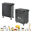 Black Steel Tool Trolley Cabinet with Wheels Workshop Storage Chest Carrier Cart