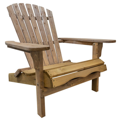 Woodside Adirondack Outdoor Garden Patio Chair, Comfortable Wooden Lounger