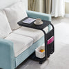 C Shaped Side Table with Wheels for Living Room Mobile Sofa Side End Tables