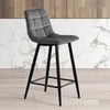 2 Pcs Grey Velvet Bar Stools Breakfast Stool Kitchen Pub Chairs 65 cm seat High
