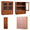 Kitchen DeskTop Cupboard Vintage Wood Storage Shelves Drawers Cabinet Glass Door