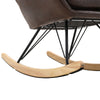 Occasional Rocking Armchair Distressed Leather Padded Relaxing Chair Tuft Back