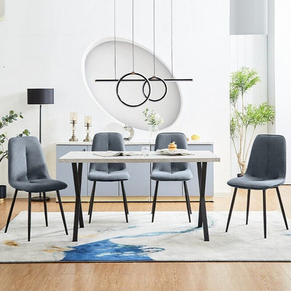 2x Dining Chairs Grey Velvet Chairs Set Kitchen Dining Room Furniture Modern