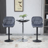 Bar Stool Set of 2 Fabric Adjustable Height Counter Chairs Dark Grey