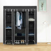 Grey Large Canvas Fabric Wardrobe with Hanging Rail Shelving Clothes 2 Styles