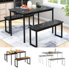 3PCS Dining Table Chairs Set 2 Benches Dining Kitchen Furniture Space-Saving QA