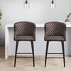 Pair of Bar Stools Faux Leather Padded Seats Metal Legs Bar Chairs Kitchen