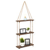 3 Tiers Wooden Hanging Rope Shelf Wall Mounted Floating Shelf Storage Rustic