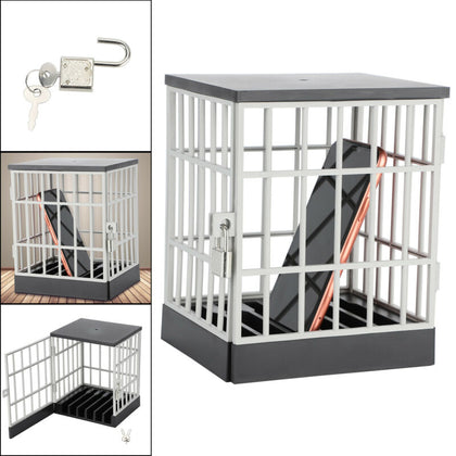 Lock Up Smartphone Cell Prison Mobile Phone Jail Party Storage Box Locking Cage
