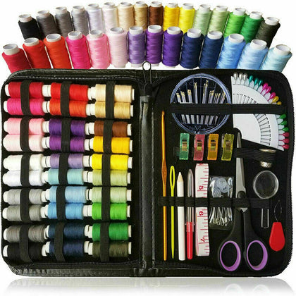 100x Portable Sewing Kit Thread Scissor Tape Pins Thimble Needle Home Travel UK