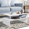 2 Tier Coffee Table End/Side Table Modern Design w/Open Shelf Living Room White