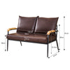 Luxury 2 Seater Deep Brown Faux Leather Sofa Armchair Couch Living Room Offices