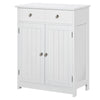 Bathroom Floor Storage Cabinet w/ 2 Drawers Door Cupboard White