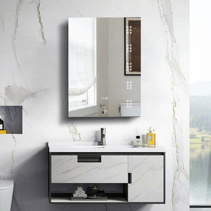 Led Bathroom Cabinet Wall Mounted Mirrored Storage Cupboard Shelf Sensor Switch