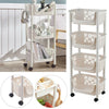 3/4 Tier Kitchen Cart Trolley Vegetable Fruit Food Storage Basket Rack w/ Wheels