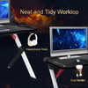 Computer Gaming Desk with Cup Holder Headphone Hook LED Racing Table Workstation