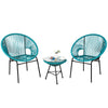 3PCS Patio Furniture Set Outdoor PE Rattan Woven Patio Chairs Set W/ Glass Table