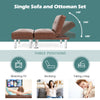 2-Piece Sectional Modern Sofa Set Leather Chaise Lounge W/ Ottoman Foot Stool
