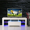 White Modern TV Stand Matt Cabinet Unit 130CM Width High Gloss Door LED Light