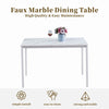 4pcs White Faux Leather Dining Chairs & White Marble MDF Top Dining Table Set