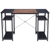 4FT Computer Desk Wooden Metal Frame Table with Bottom Shelves Home Office Room