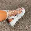 Womens shoes summer strap flat solid color platform platform Roman shoes Sandals