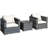 3 PCS Patio Wicker Bistro Set Outdoor Rattan Sofa Set Conversation Furniture