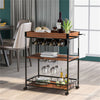 3Tier Metal Wood Rolling Kitchen Serving Trolley Cart Veg Storage Rack w/ Wheels