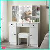 Dressing Table With 10 Led Mirror 3 Large Drawers Vanity Makeup Desk Stool Set