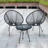 Set of 3 Indoor Outdoor Furniture Garden Patio String Egg Chair & Coffee Table
