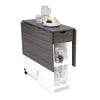 Wooden Mobile Drop Leaf Dining Table Folding Desk w/ 2 Wheels Storage Shelves