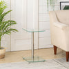 2 Tier Sofa End Coffee Tables With Clear Glass Top Home Office Table Living Room