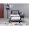 Upholstered Bed Frame 3ft Linen Single Bed Platform Bed with Wing Headboard BT