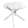90cm Chrome Round Glass Dining Table Cross Chrome Legs Cafe Restaurant Table NEW