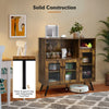 Kitchen Sideboard Wooden Storage Cabinet Cupboard w/Glass Doors Adjustable Shelf