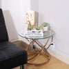 Small Coffee Table Clear Glass Top Sofa Side Table Chrome Leg Stand Living Room