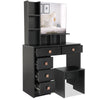 Dressing Table with Drawers, Mirror Stool Set Makeup Desk Vanity Table Bedroom