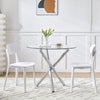 Round Dining Table and Chairs Set 4 Glass Table with 4 Chairs Dining Room White