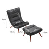 Single Black Velvet High Back Accent Chair w/ Footstool for Living Room Bedroom