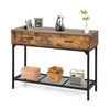 Industrial Console Table Narrow Sofa Side Table Hallway Table w/2-Drawer & Shelf