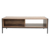 Wooden Retro Coffee Table with Shelf End Table Living Room Furniture Metal Frame