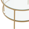 Round Coffee Table with Tempered Glass Top & Metal Legs Dining LivingRoom Golden