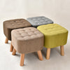 Square Footstool Upholstered Padded Stool Pouffe Seat Chairs Sturdy Wooden Legs
