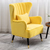 Retro Wing Back Armchair Velvet Upholstered Living Room Sofa Chair With Cushion