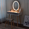 Modern Dressing Table Stool Vanity Set Makeup Desk w/LED Lighted Mirror 2 Drawer