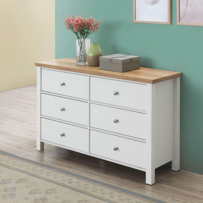 6 Drawer Bedroom Cabinet Bedside Chest Of Drawers White & Oak