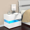 High Gloss Bedside Table Cabinet Nightstand Home Colorful RGB LED Lights Drawers