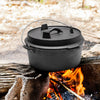 Pre-seasoned Cast Iron Dutch Oven Stockpot Camping Stew Pots w/ Lid Lifter Stand