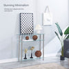 Clear Tempered Glass Console Table Entryway Hallway Living Room w/ Storage Shelf