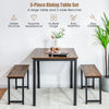 3 PCS Dining Table Set Dining Table & 2 Benches 2-4 Persons W/ Anti-Rust Frame